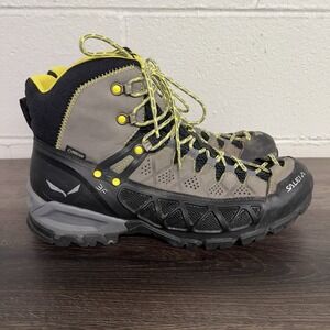 Salewa MS Alp Flow Mid GTX Gore-Tex Vibram Hiking Boots Men's 11.5 Gray Yellow